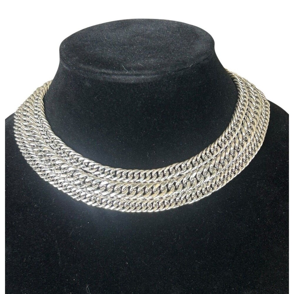 Vintage Sperry Mid Century Bold Statemenlt Chunky Silvertone Link Choker